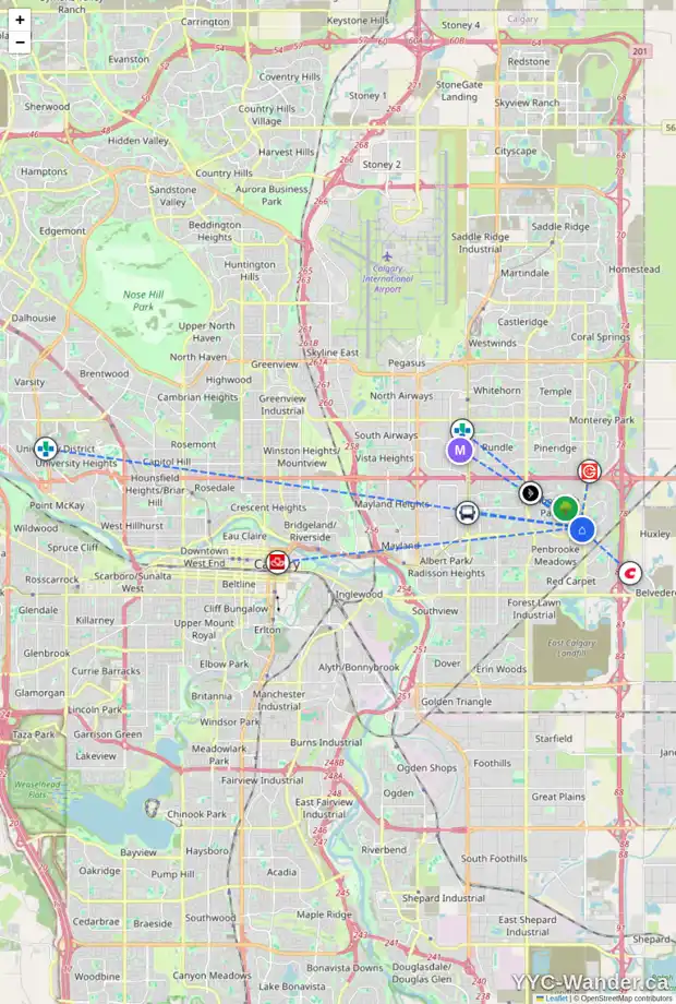 Daily accessibility map for 207 MALVERN DR NE, Calgary showing nearby schools, grocery stores, parks, LRT stations and nearby amenities