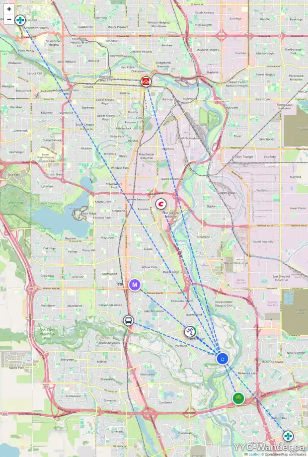 Daily accessibility map for 127 DEERCROFT PL SE, Calgary showing nearby schools, grocery stores, parks, LRT stations and nearby amenities