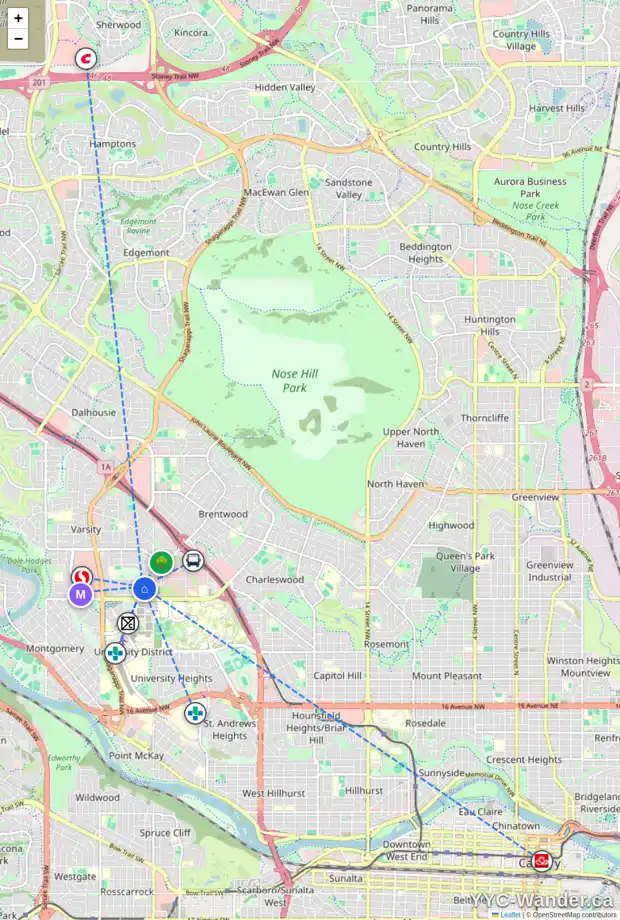 Daily accessibility map for 24 VARBROOK PL NW, Calgary showing nearby schools, grocery stores, parks, LRT stations and nearby amenities