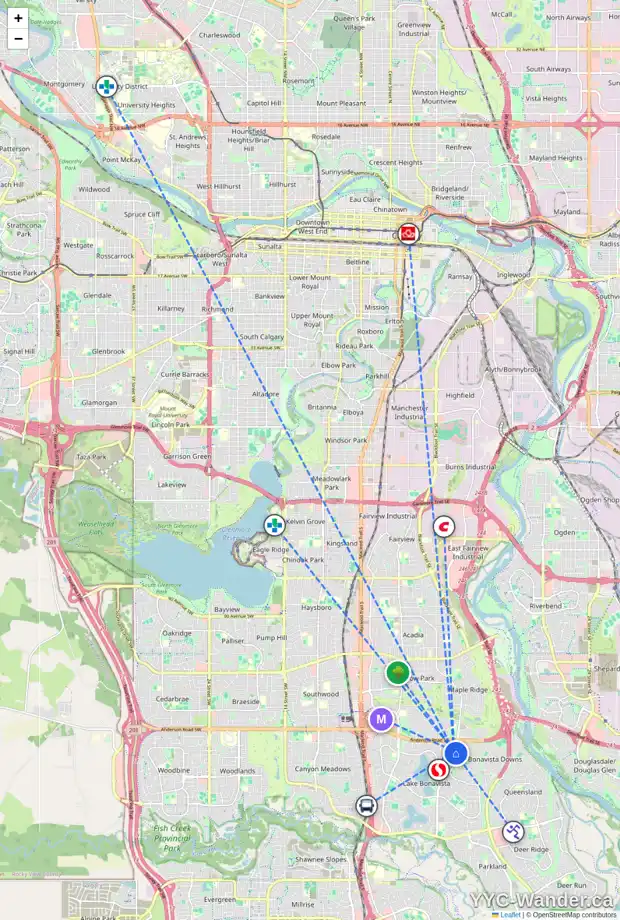 Daily accessibility map for 920 LAKE EMERALD PL SE, Calgary showing nearby schools, grocery stores, parks, LRT stations and nearby amenities