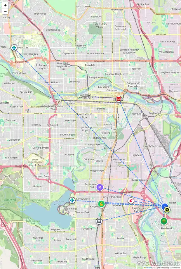 Daily accessibility map for 135 OGDEN CR SE, Calgary showing nearby schools, grocery stores, parks, LRT stations and nearby amenities