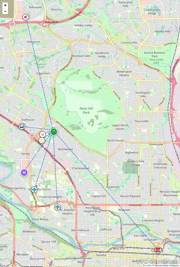 Daily accessibility map for 3315 BARRETT PL NW, Calgary showing nearby schools, grocery stores, parks, LRT stations and nearby amenities