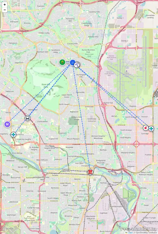 Daily accessibility map for 16 BERMUDA WY NW, Calgary showing nearby schools, grocery stores, parks, LRT stations and nearby amenities