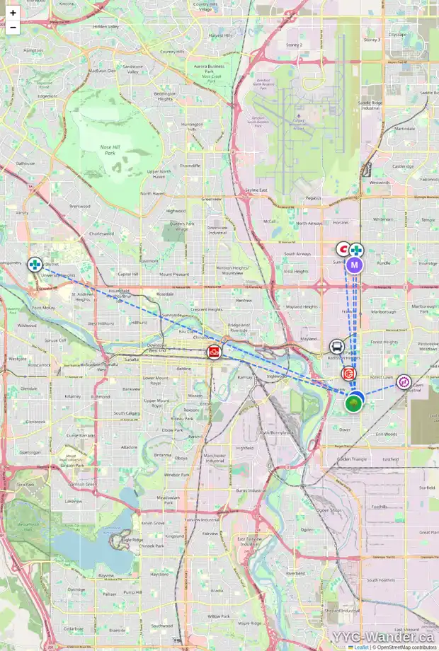 Daily accessibility map for 2529 SABLE DR SE, Calgary showing nearby schools, grocery stores, parks, LRT stations and nearby amenities