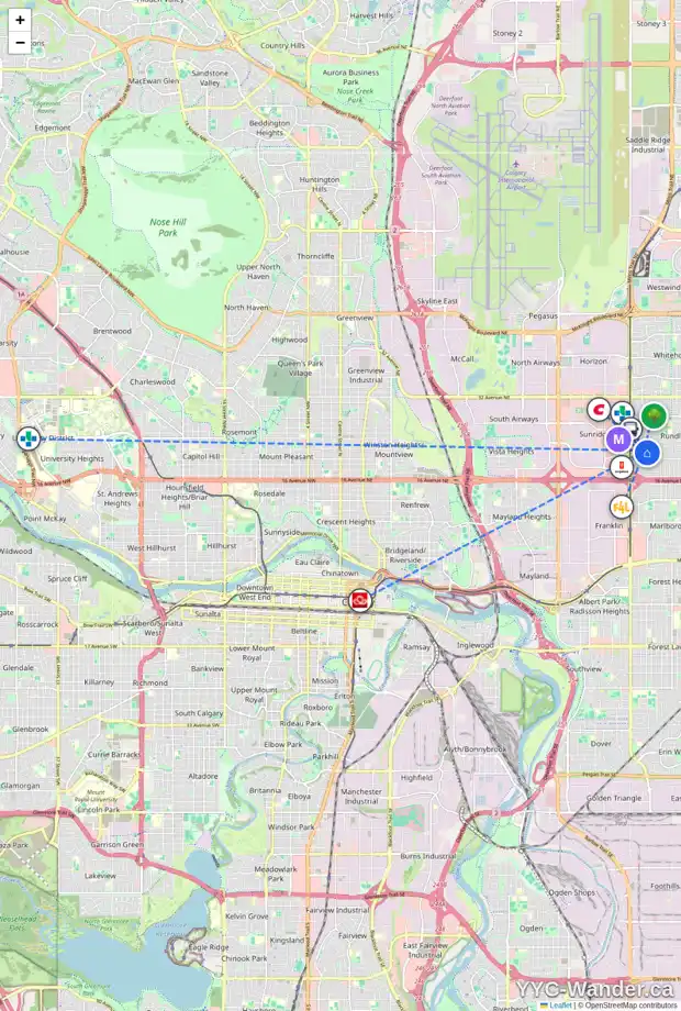 Daily accessibility map for 119 RUNDLEMERE RD NE, Calgary showing nearby schools, grocery stores, parks, LRT stations and nearby amenities