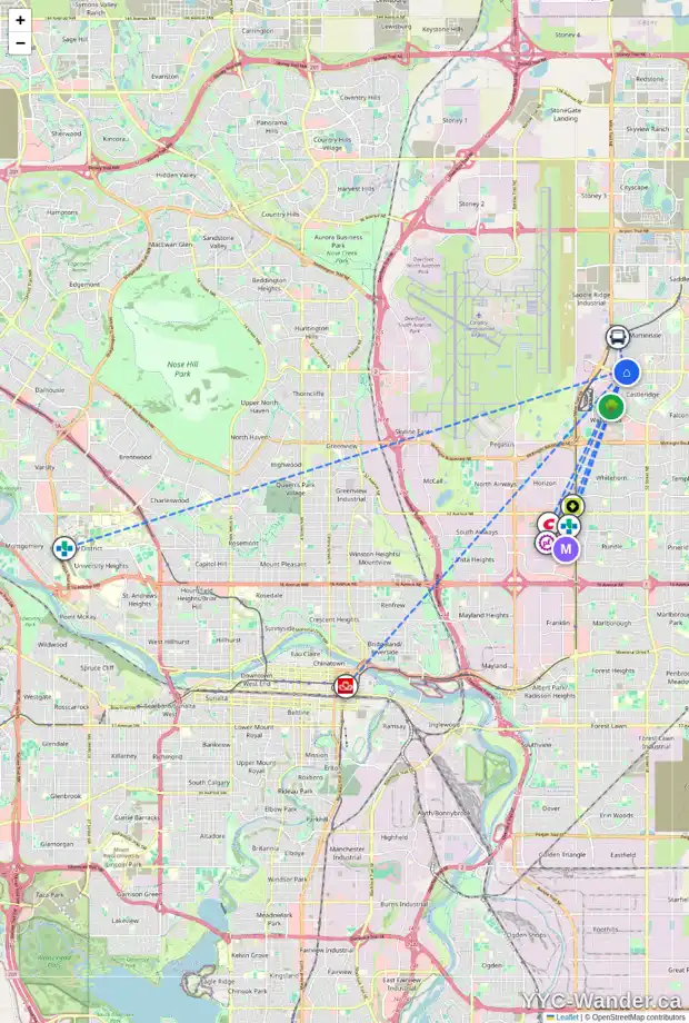 Daily accessibility map for 80 MARTINGLEN WY NE, Calgary showing nearby schools, grocery stores, parks, LRT stations and nearby amenities