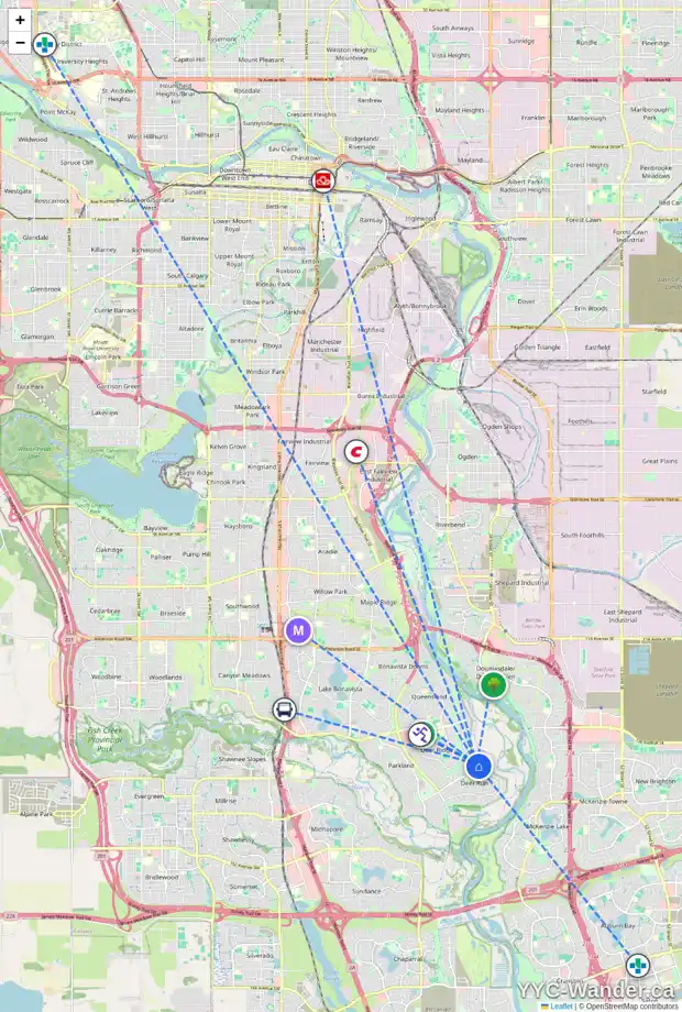 Daily accessibility map for 127 DEER LANE CL SE, Calgary showing nearby schools, grocery stores, parks, LRT stations and nearby amenities