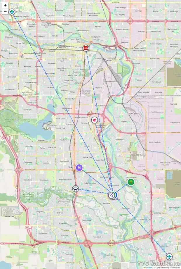 Daily accessibility map for 132 DEERVIEW DR SE, Calgary showing nearby schools, grocery stores, parks, LRT stations and nearby amenities
