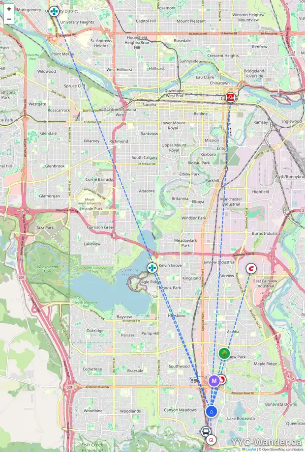 Daily accessibility map for 12231 LAKE FRASER WY SE, Calgary showing nearby schools, grocery stores, parks, LRT stations and nearby amenities